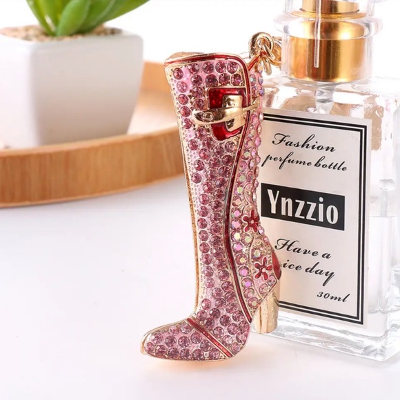 Accessories - Pink and Red Crystal High Heel Boot Keychain Charm